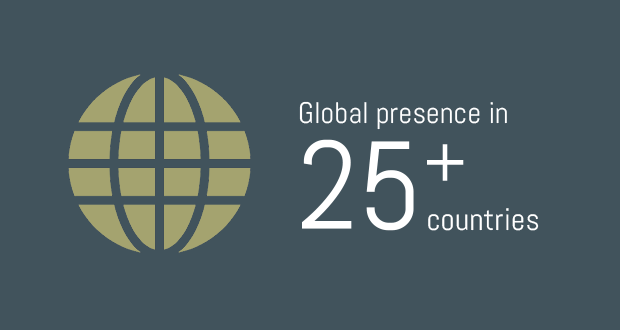 Global presence in 25 + countries